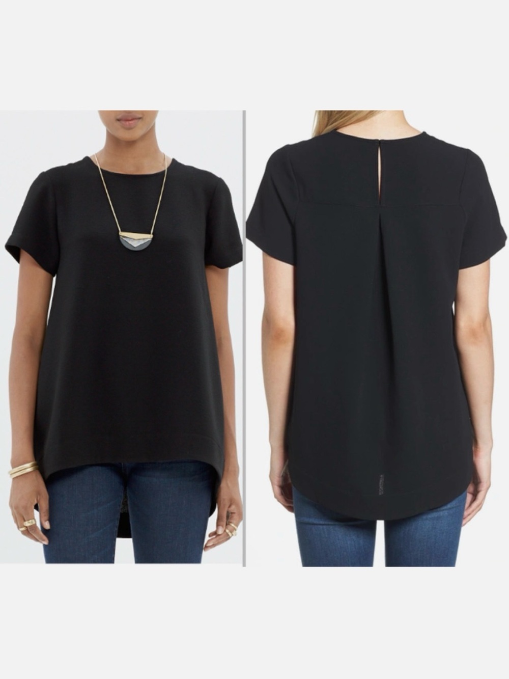XS Madewell Structured Short Sleeve Top in True Black